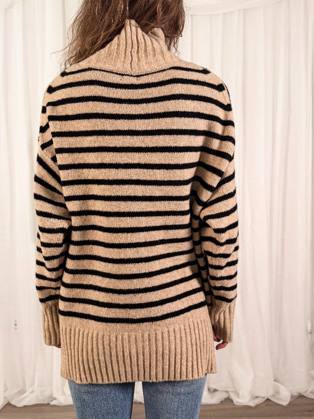 Boho Minimalist Stripped Cream Sweater Size Women's Large NWT - Picture 5 of 7